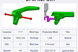 create plastic injection mold, modification mold design and provide dfm analysis