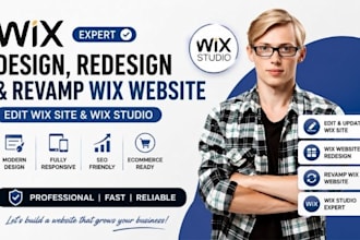 redesign wix website, revamp wix website, edit wix site and wix studio