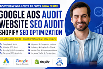 do google ads audit, website audit and shopify seo optimization