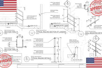 do detailed staircase design, handrails and shop drawings, fabrication drawing