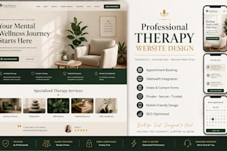 build therapy counseling private practice website design with telehealth booking