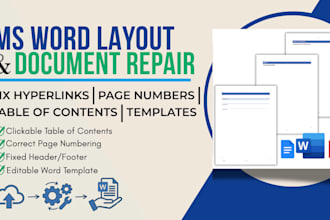 do hyperlinked table of contents fix page numbers format microsoft word template