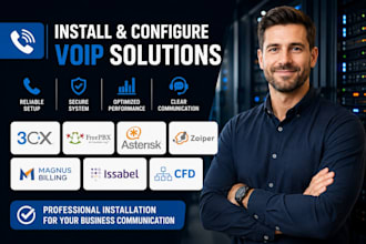 install voip, 3cx, freepbx, asterisk, zoiper, magnus billing and issabel, cfd