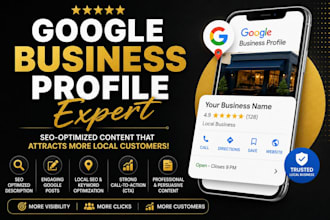 write SEO optimized google business profile description and posts