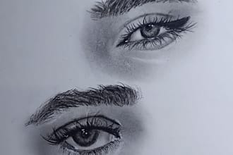 hand sketch realistic eyes from your photo as a gift or art