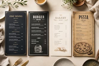 design a professional restaurant or cafe menu in canva