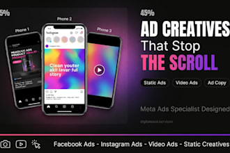 design high converting ad creatives and video ads for your meta campaigns