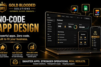 design a custom no coding app with bubble, glide, softr or airtable