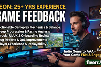 provide professional game testing, gameplay analysis and UX feedback