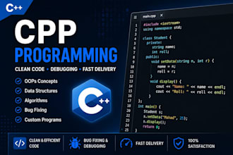 write debug, fix cpp programming tasks, projects and oop code