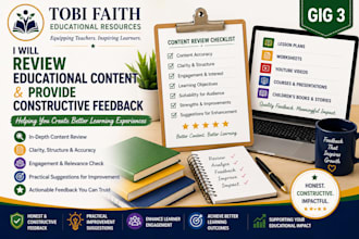 review educational contents and give feedback