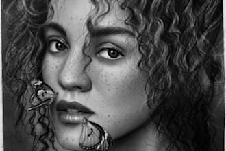 draw a realistic charcoal sketch portrait from your photo