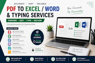 do accurate PDF to excel, PDF to word and typing work