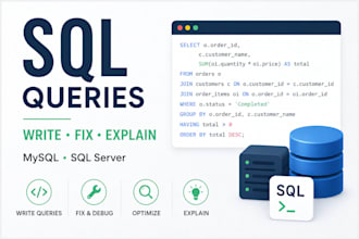 write, fix and explain sql queries for mysql or sql server