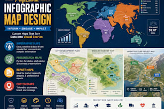 design infographic map, presentation map, report map and custom map