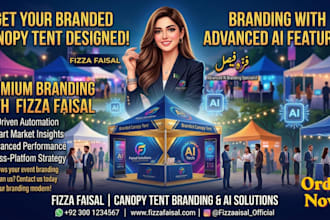 design premium canopy tents, roll up banner, tablecloth and event branding