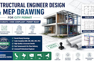 do structural engineer design and mep drawing for city permit in usa