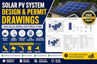 do US solar pv system permit drawing electrical plans and load calculations
