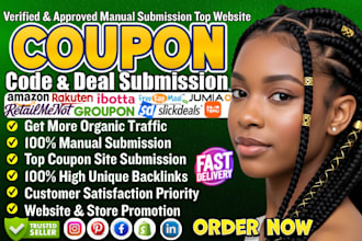 do coupon code submission and coupon promotion to 150 deal sites website promoti