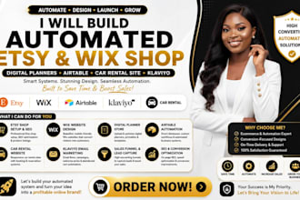 build automated etsy wix shop digital planners airtable car rental site klaviyo