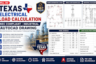 do texas electrical load calculation nec compliant  industrial autocad drawing