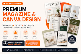 design canva magazine print brochure product catalog ads booklet magazine design