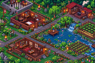 isomeric pixel tileset, pixel art, top down pixel art animation sprite sheet