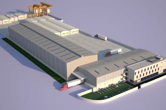 a modern factory, manufacturing plant, production facility, and industrial hub