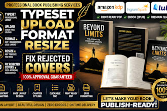 typeset upload format resize fix rejected covers for amazon KDP ingramspark lulu