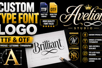 design a custom type font logo in ttf and otf, typeface, lettering, typography