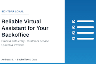 be your reliable virtual assistant for backoffice and admin tasks