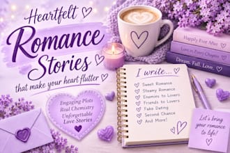 ghostwrite your fictional romance or fantasy story, novel