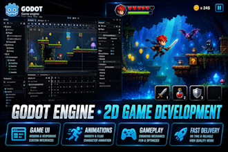 develop godot game, godot 2d game, game UI design animation in godot engine