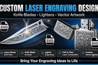 custom design sharp vector laser engraving on lighter, knife blade design
