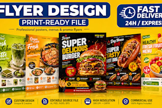 design professional food flyer, food menu, and restaurant menu
