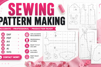 do production ready graded sewing pattern for clothing garment brand in PDF dxf