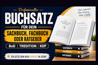 buchsatz fur dein sachbuch, fachbuch oder ratgeber, amazon KDP, bod, tredition