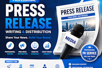 press release writing PR distribution news content and media outreach service