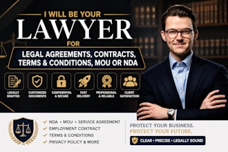 draft legal agreements, contracts, nda, mou, terms and conditions