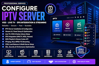 configure iptv server vod, live tv and epg integration and streaming