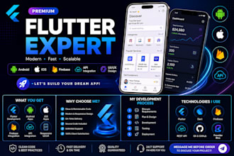 develop a custom flutter app for android and ios