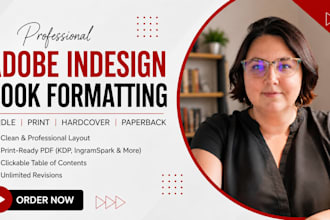do adobe indesign book formatting, book cover, kdp book layout and typesetting