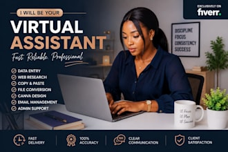 be your virtual assistance and data entry, canva, web resear