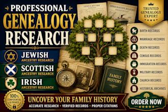 do professional genealogy research for jewish, scottish and irish ancestry