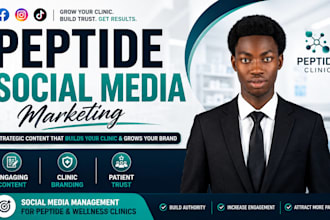 manage peptide social media marketing with engaging content and clinic branding