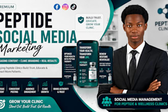 manage peptide social media marketing with engaging content and clinic branding