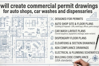 create commercial permit drawings for auto shops, car washes and dispensaries