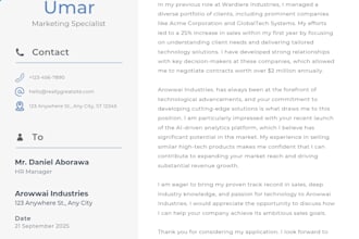 create an ats friendly cover letter