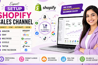 setup shopify sales channel amazon ebay multifeed google tiktok sync facebook