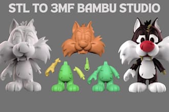 color split 3d models convert 2d to 3d ams stl to 3mf 3d print ready